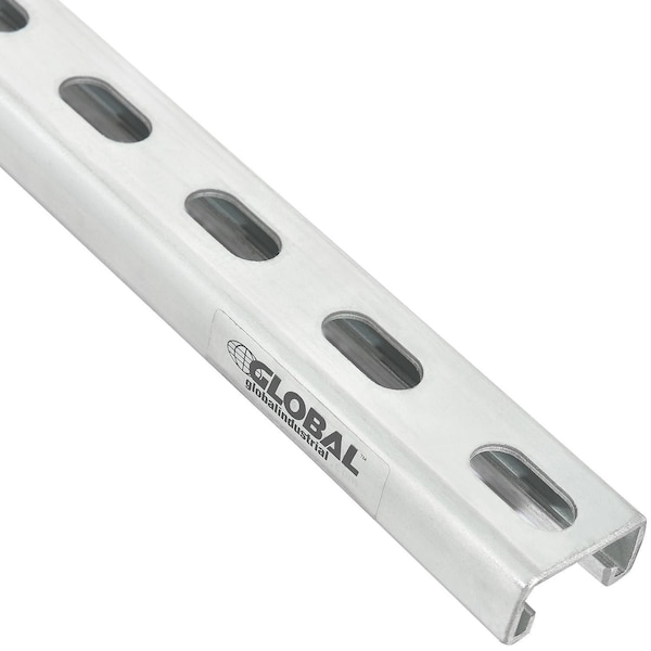 Global Industrial Single Channel Strut, Slotted, 1-5/8 in x 7/8 in Channel Size, Steel, Zinc-Plated, Silver 713139 - main